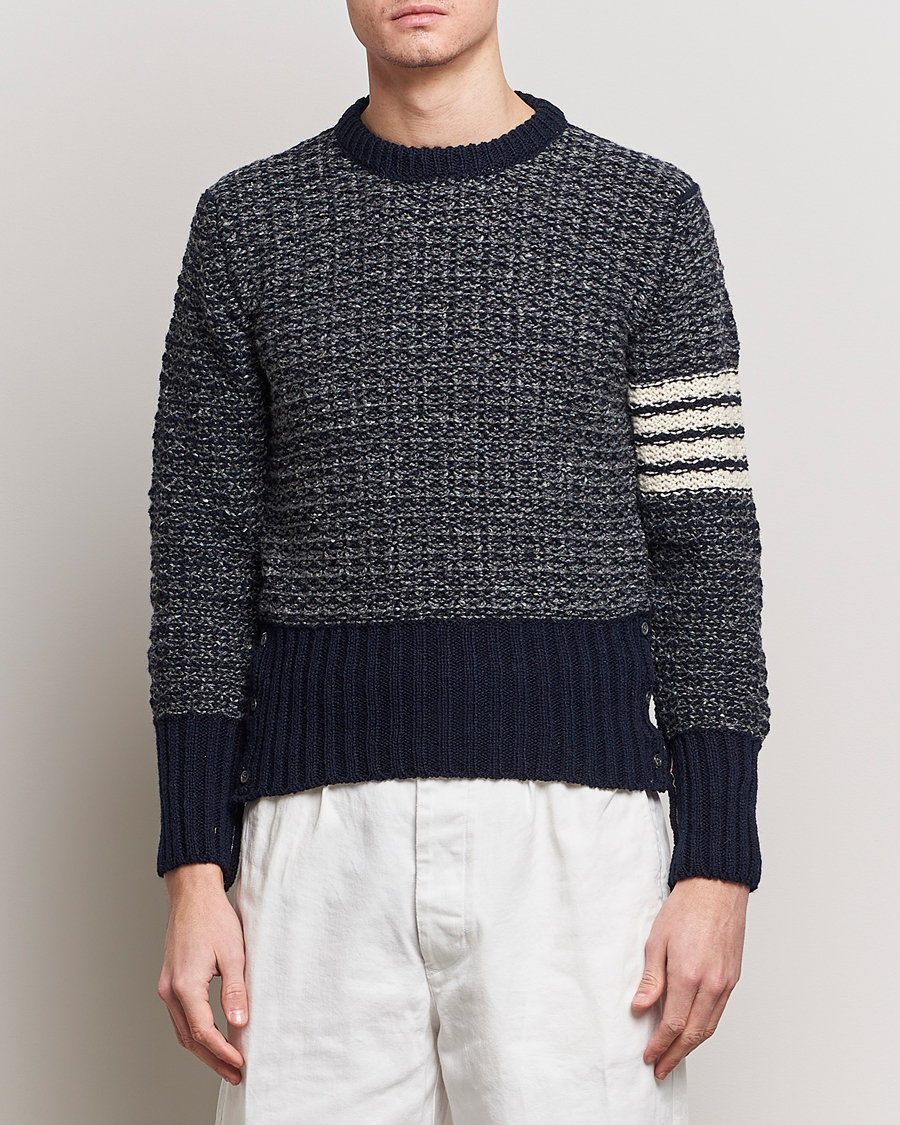 Men | Sweaters & Knitwear | Thom Browne | 4-Bar Donegal Sweater Navy