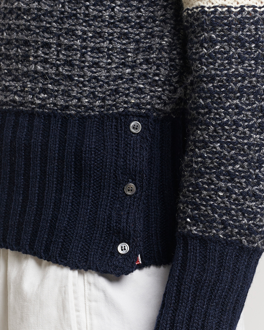 Men | Sweaters & Knitwear | Thom Browne | 4-Bar Donegal Sweater Navy