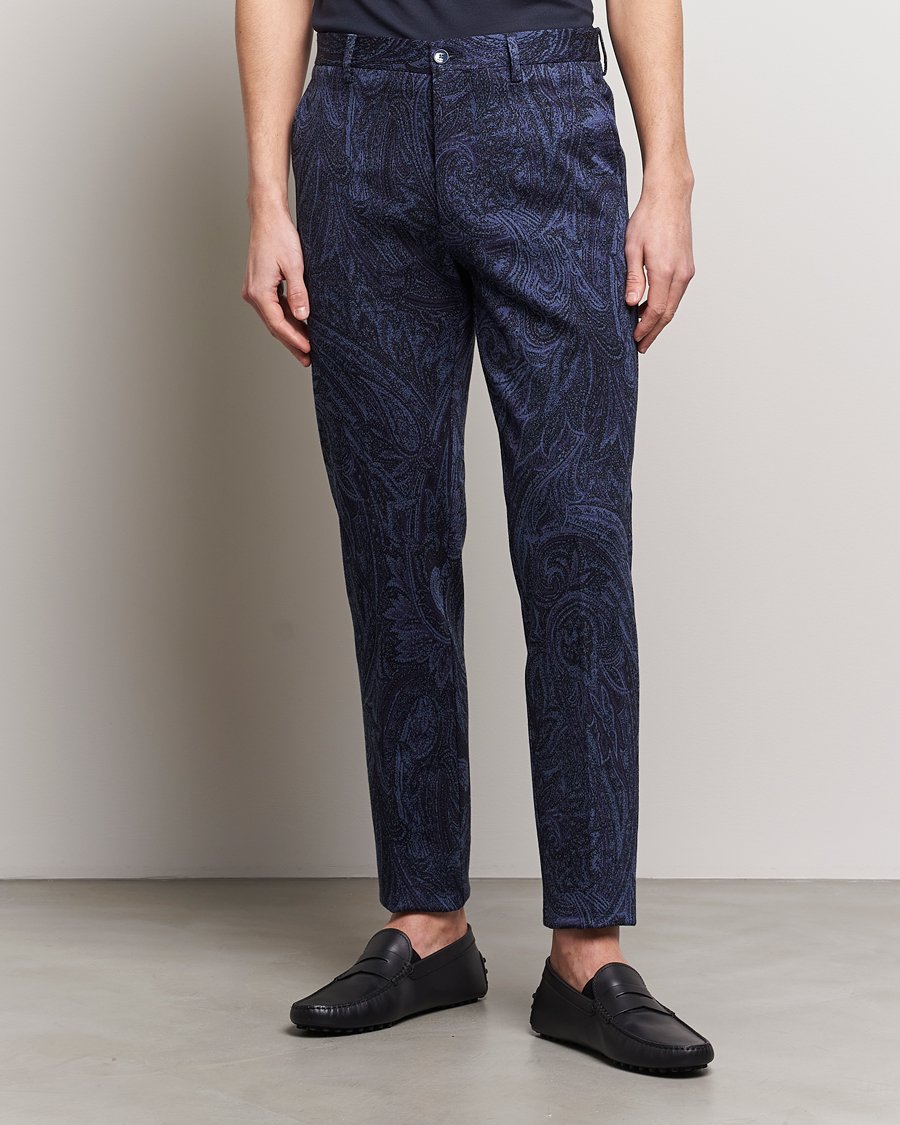 Men | Trousers | Etro | Tonal Paisley Trousers Navy