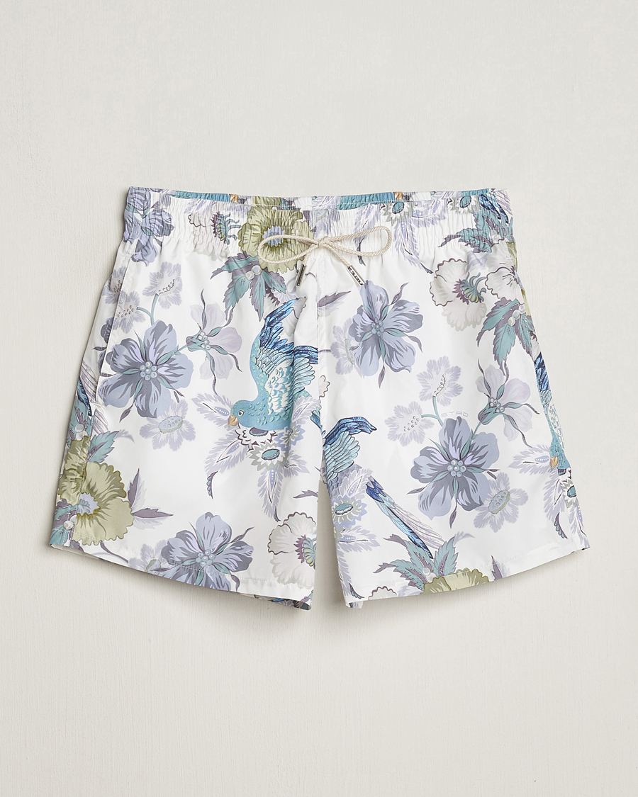 Men | Swimwear | Etro | Floral Printed Swim Shorts Light Grey