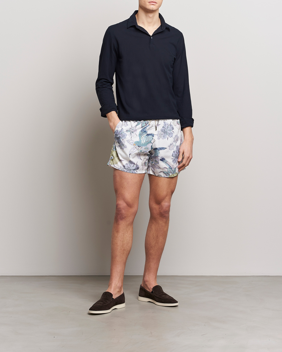Men | Swimwear | Etro | Floral Printed Swim Shorts Light Grey