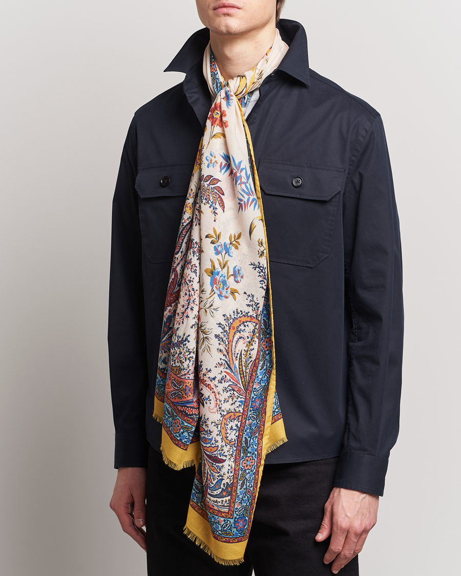 Men | Etro Modal/Cashmere Printed Scarf Yellow | Etro | Modal/Cashmere Printed Scarf Yellow