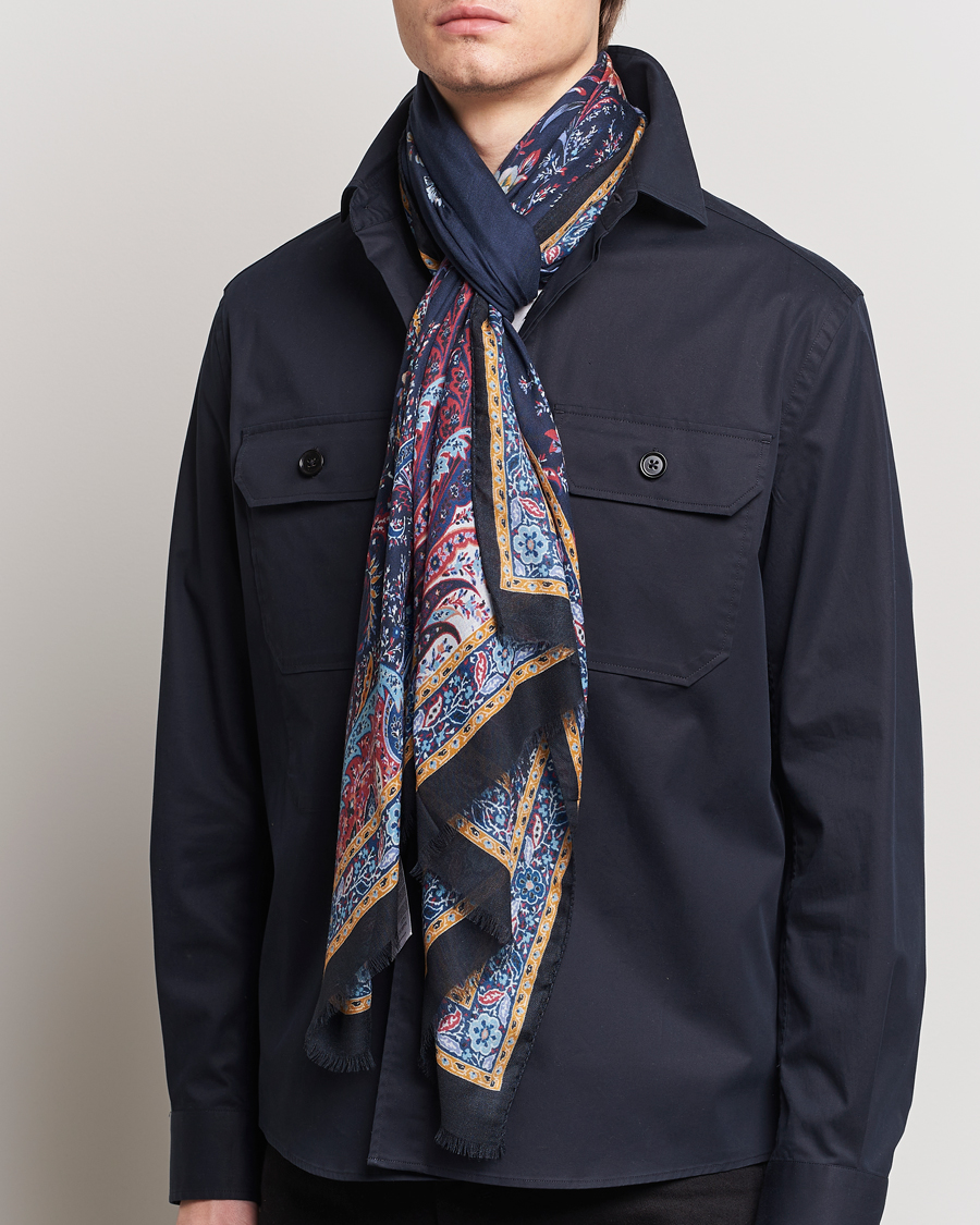 Men | Etro Modal/Cashmere Printed Scarf Navy | Etro | Modal/Cashmere Printed Scarf Navy