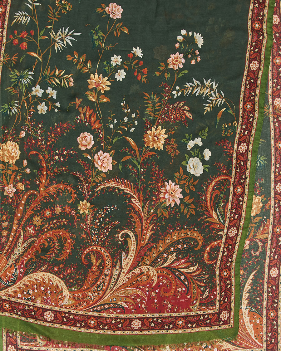 Men | Etro Modal/Cashmere Printed Scarf Green/Burgundy | Etro | Modal/Cashmere Printed Scarf Green/Burgundy