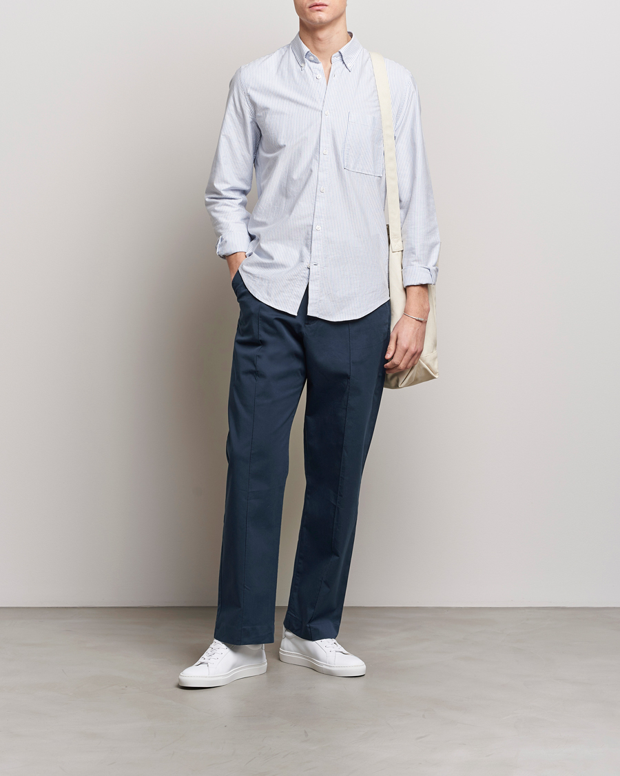 Men | Trousers | NN07 | Tauber Pleated Trousers Navy Blue