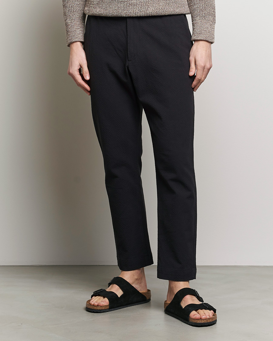 Men | Trousers | NN07 | Billie Seersucker Drawstring Trousers Black