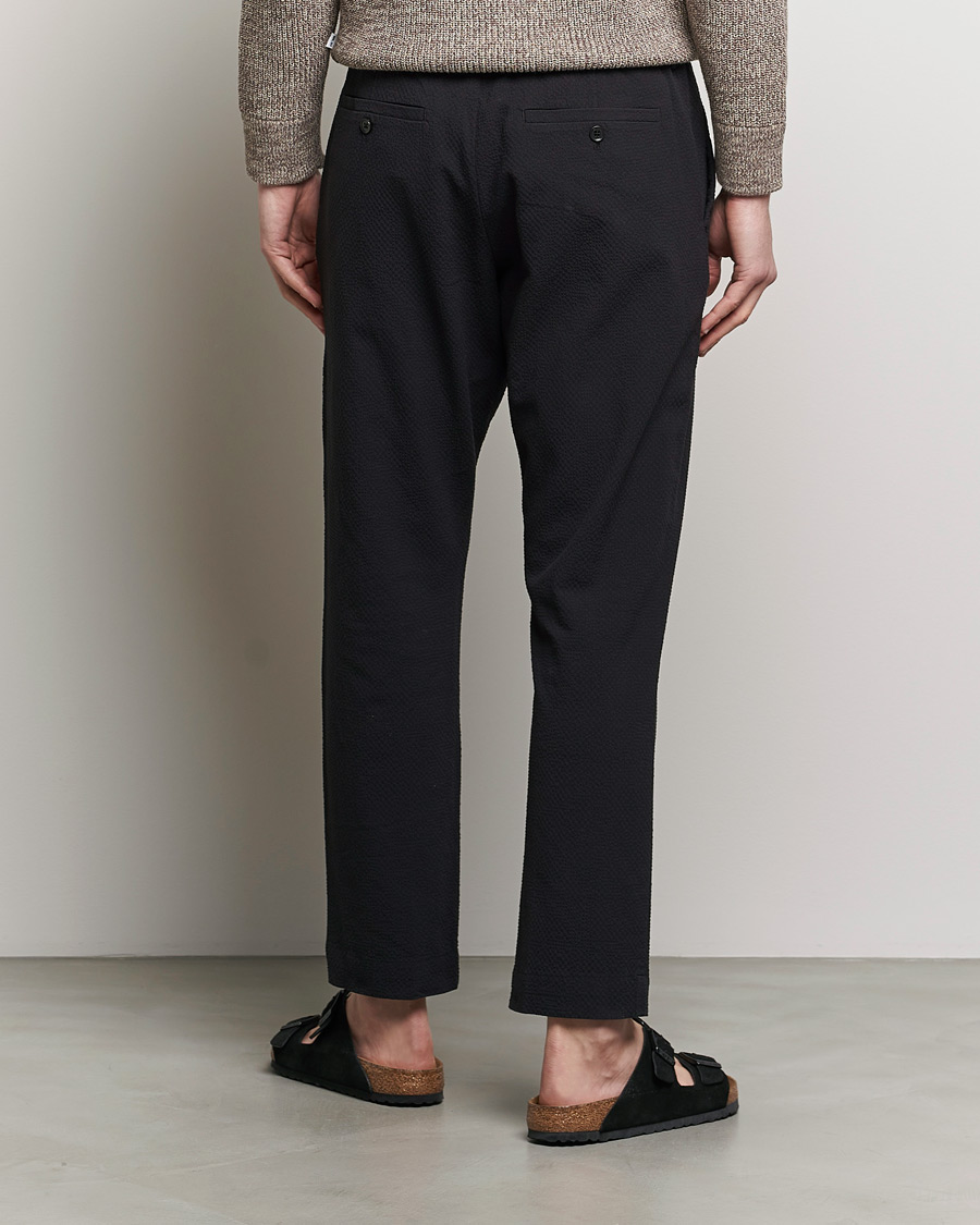 Men | Trousers | NN07 | Billie Seersucker Drawstring Trousers Black