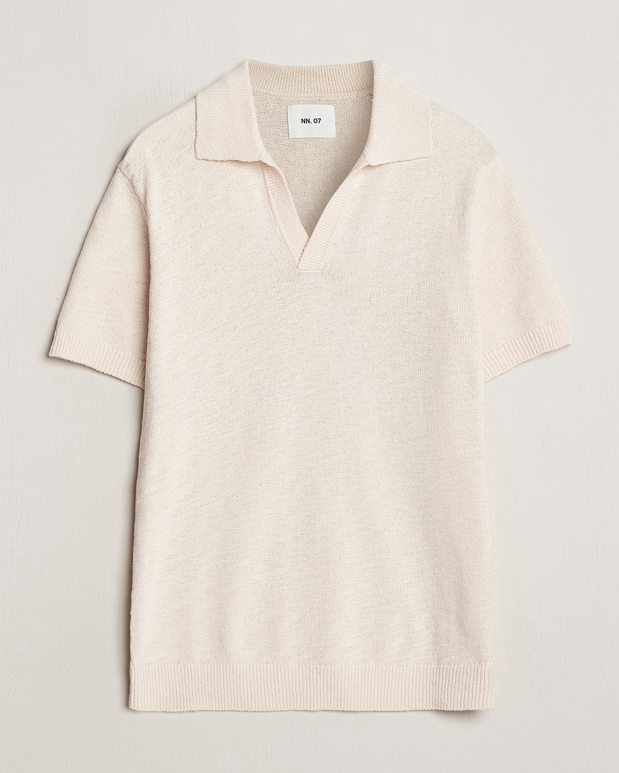 Men | Polo Shirts | NN07 | Ryan Open Collar Knitted Polo Off White