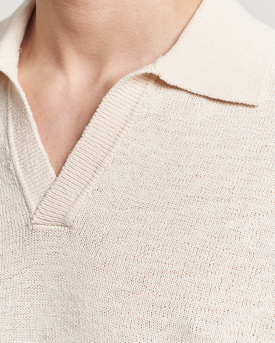 Men | Polo Shirts | NN07 | Ryan Open Collar Knitted Polo Off White
