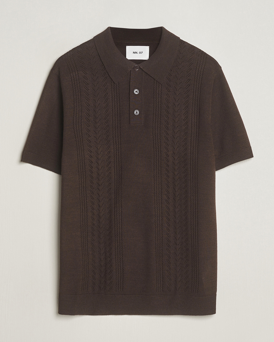 Men | Polo Shirts | NN07 | Thor Knitted Polo Slate Brown