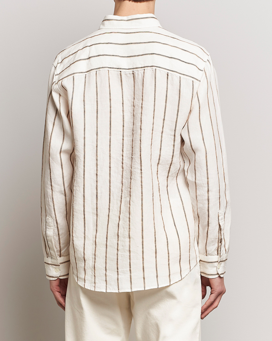 Men | Shirts | NN07 | Quinsy Striped Linen Shirt Ecru Multi