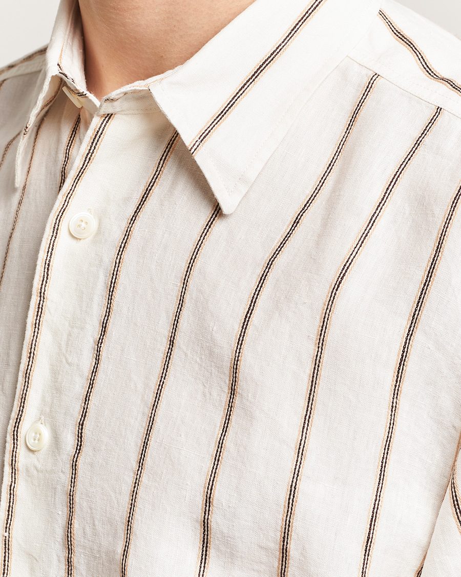 Men | Shirts | NN07 | Quinsy Striped Linen Shirt Ecru Multi