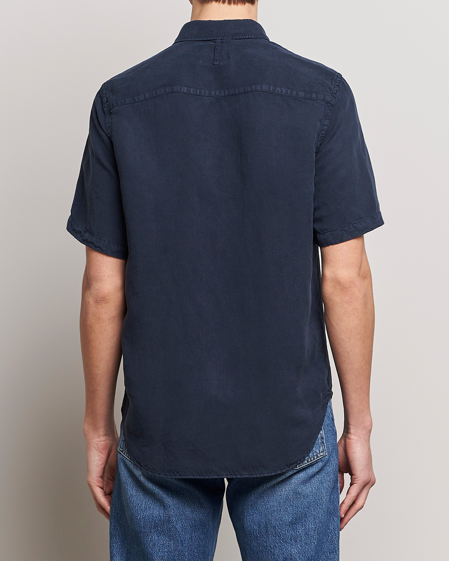 Men | Shirts | NN07 | Arne Tencel/Linen Short Sleeve Shirt Navy Blue