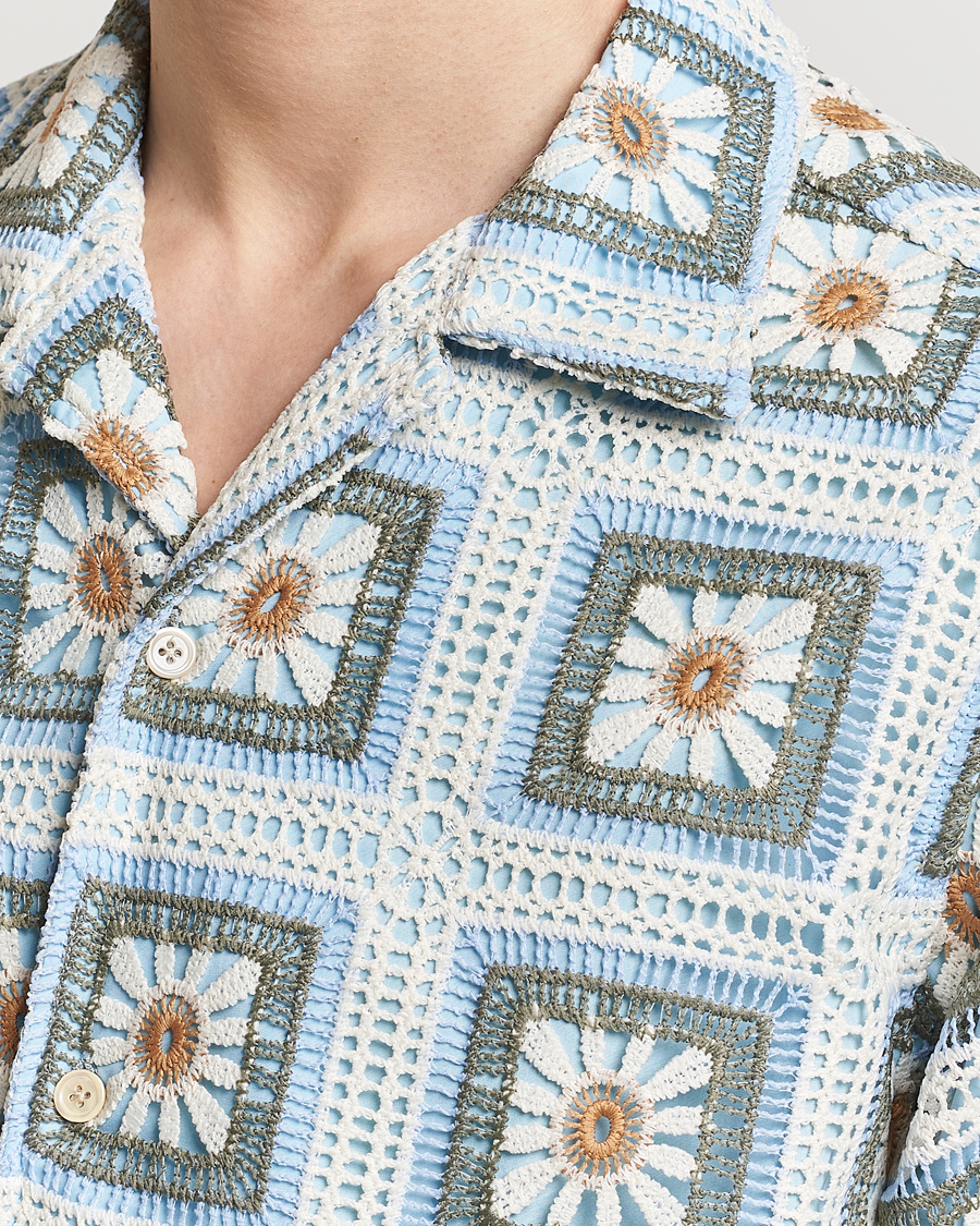 Men | Shirts | NN07 | Julio Knitted Croche Flower Short Sleeve Shirt Multi