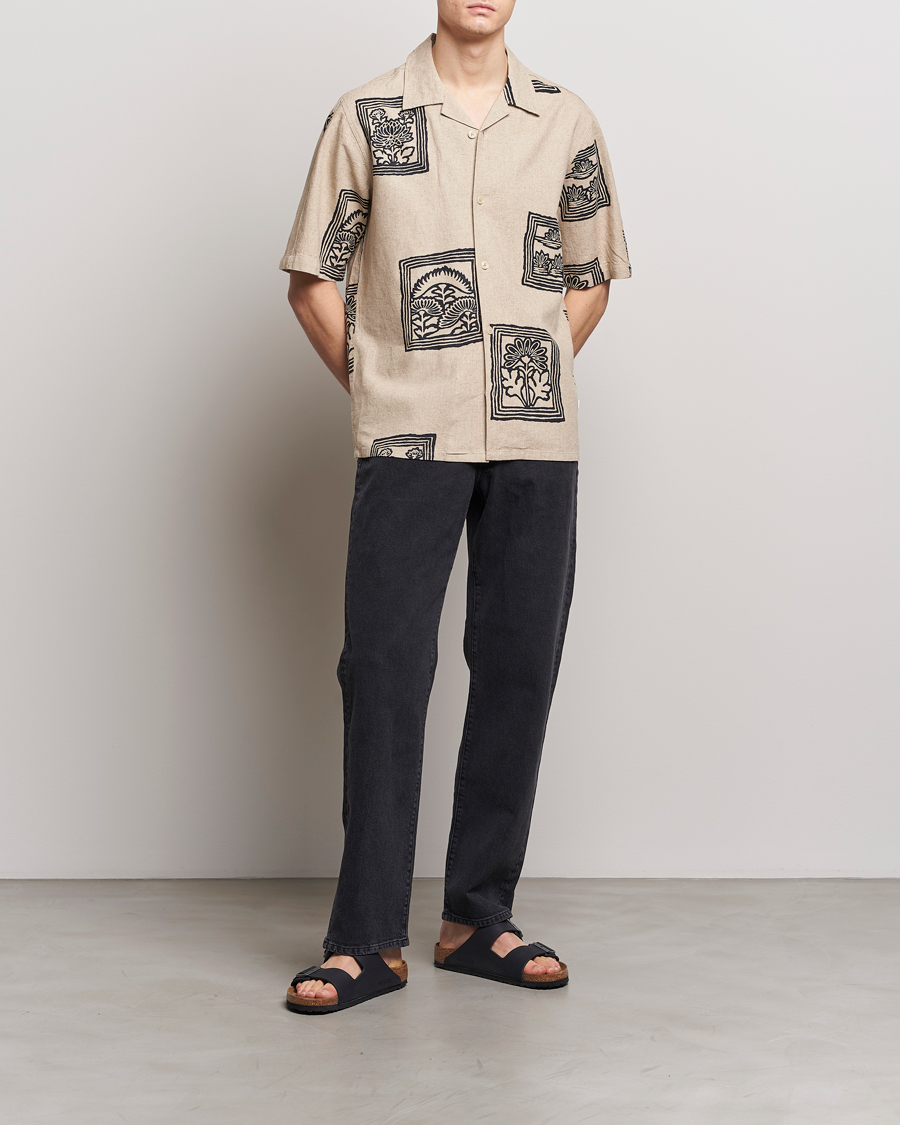Men | Shirts | NN07 | Ole Printed Short Sleeve Shirt Oatmeal
