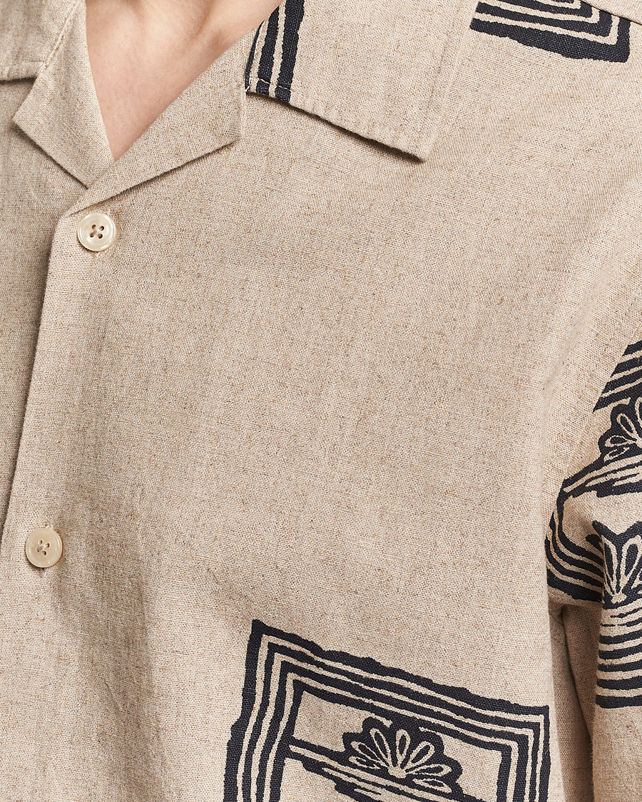 Men | Shirts | NN07 | Ole Printed Short Sleeve Shirt Oatmeal