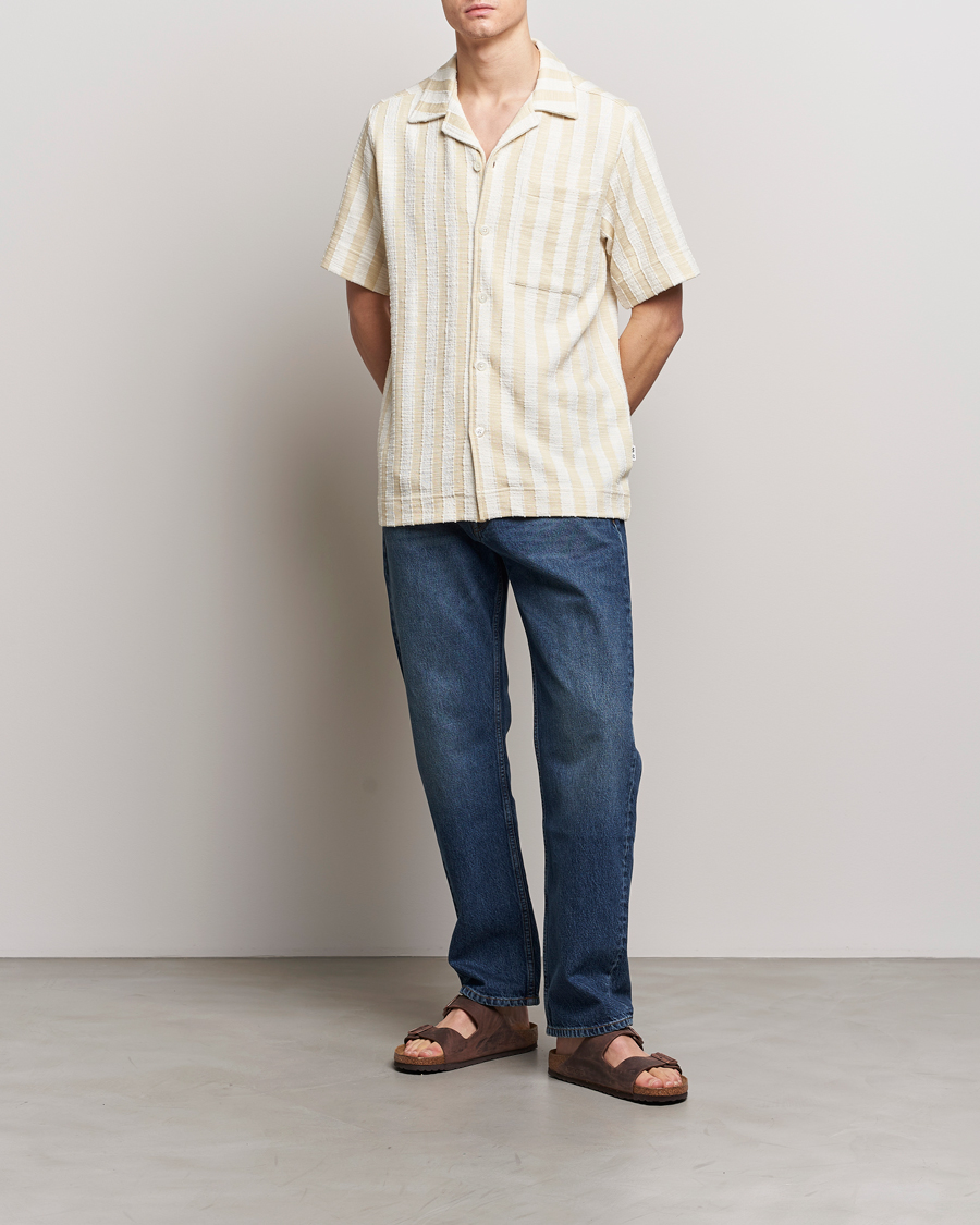 Men | Shirts | NN07 | Julio Striped Short Sleeve Shirt Khaki/White
