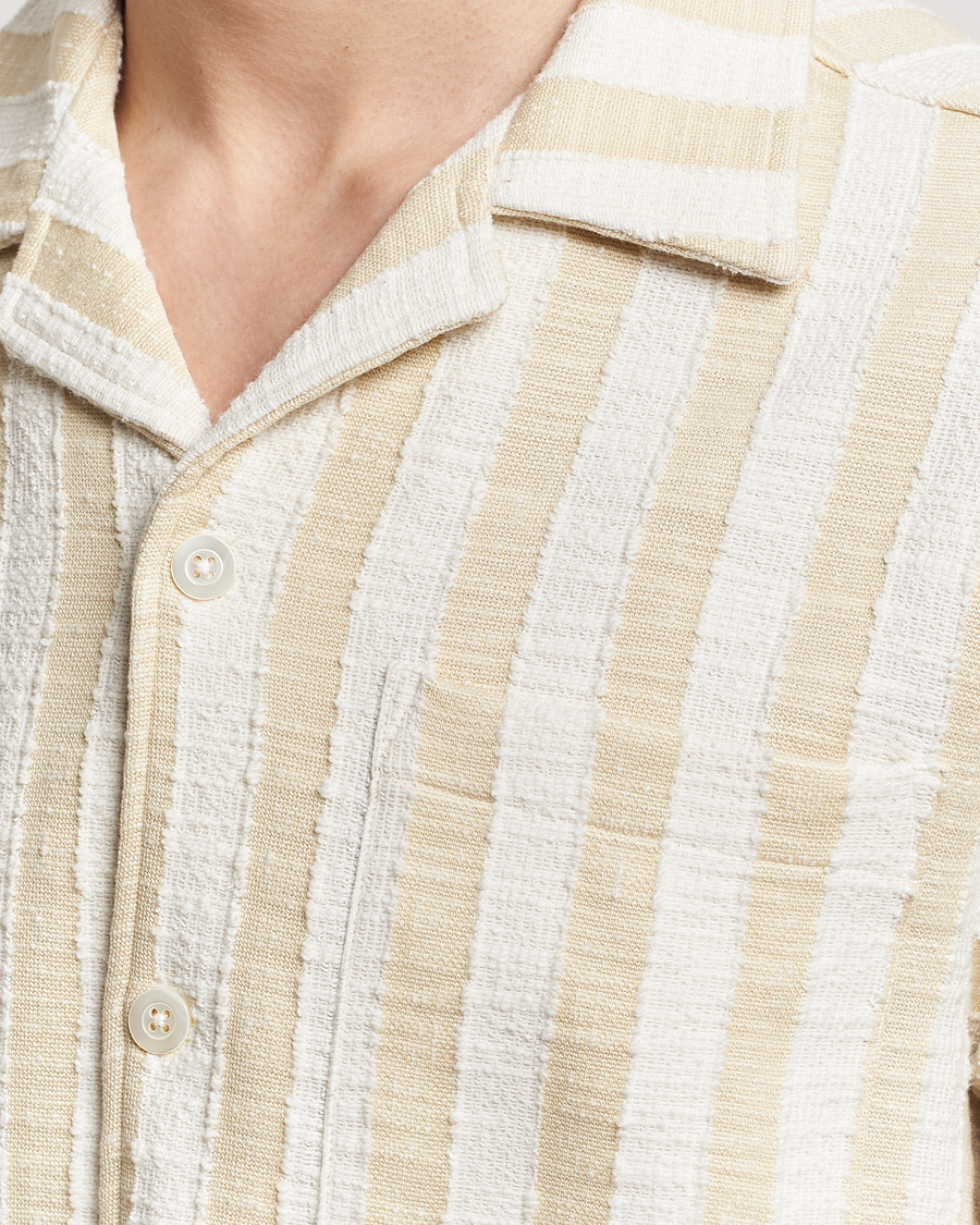 Men | Shirts | NN07 | Julio Striped Short Sleeve Shirt Khaki/White
