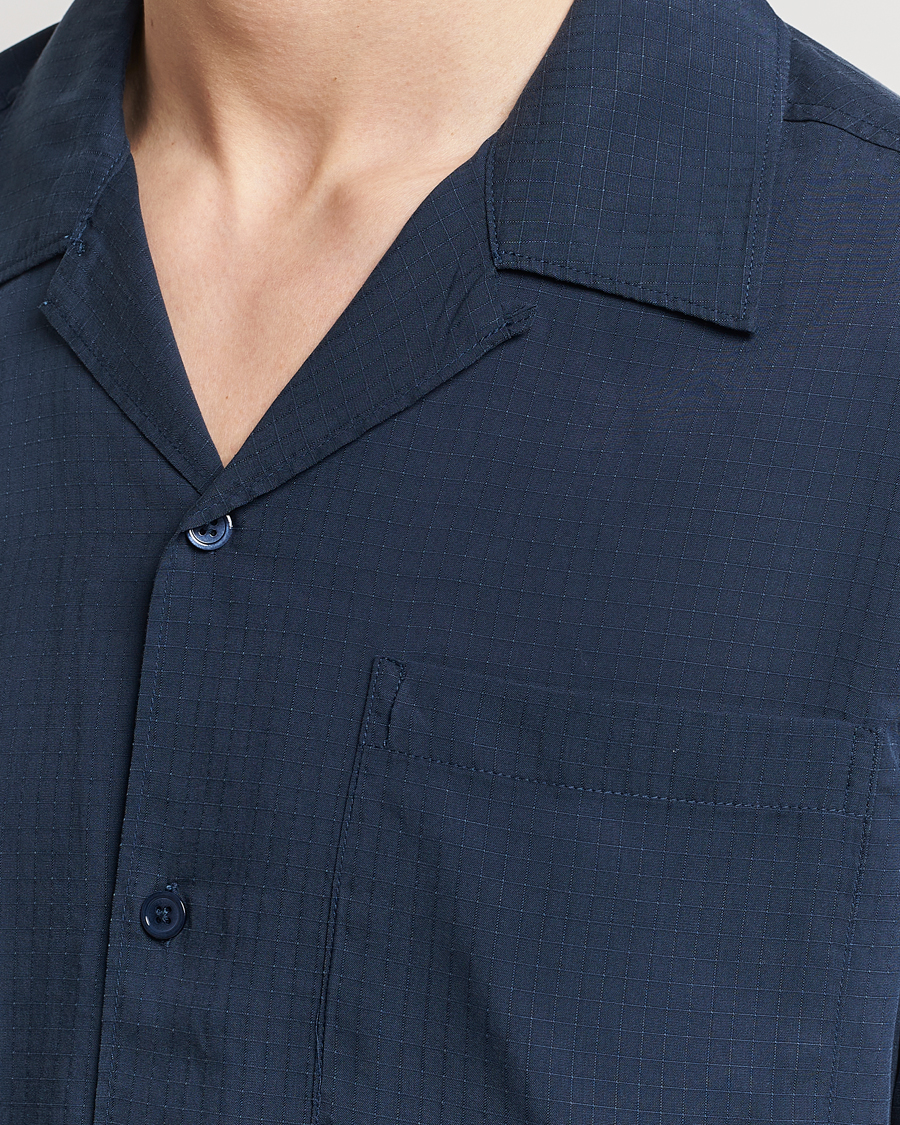 Men | Shirts | NN07 | Julio Ripstop Short Sleeve Shirt Navy Blue