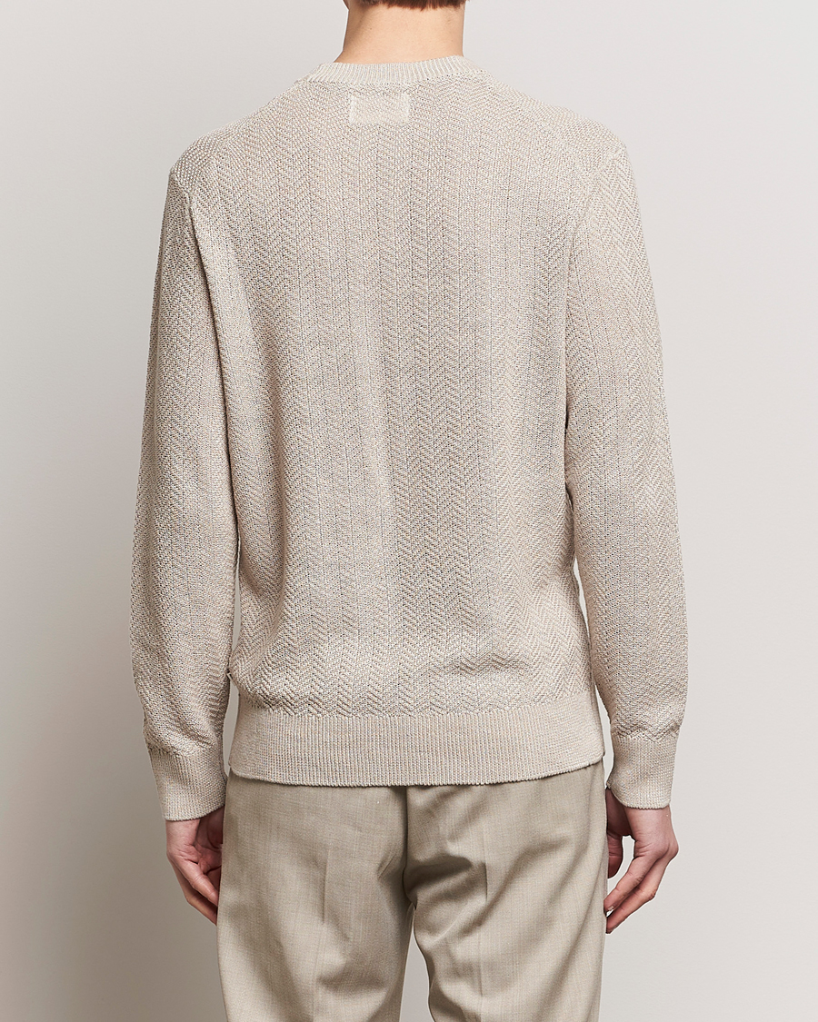 Men | Sweaters & Knitwear | NN07 | Jaden Knitted Linen Crew Neck Sweater Irish Cream