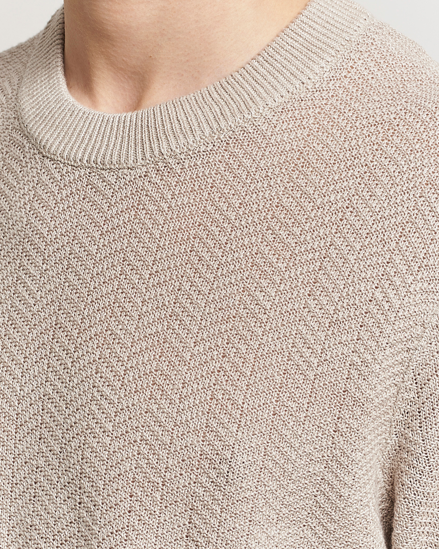 Men | Sweaters & Knitwear | NN07 | Jaden Knitted Linen Crew Neck Sweater Irish Cream