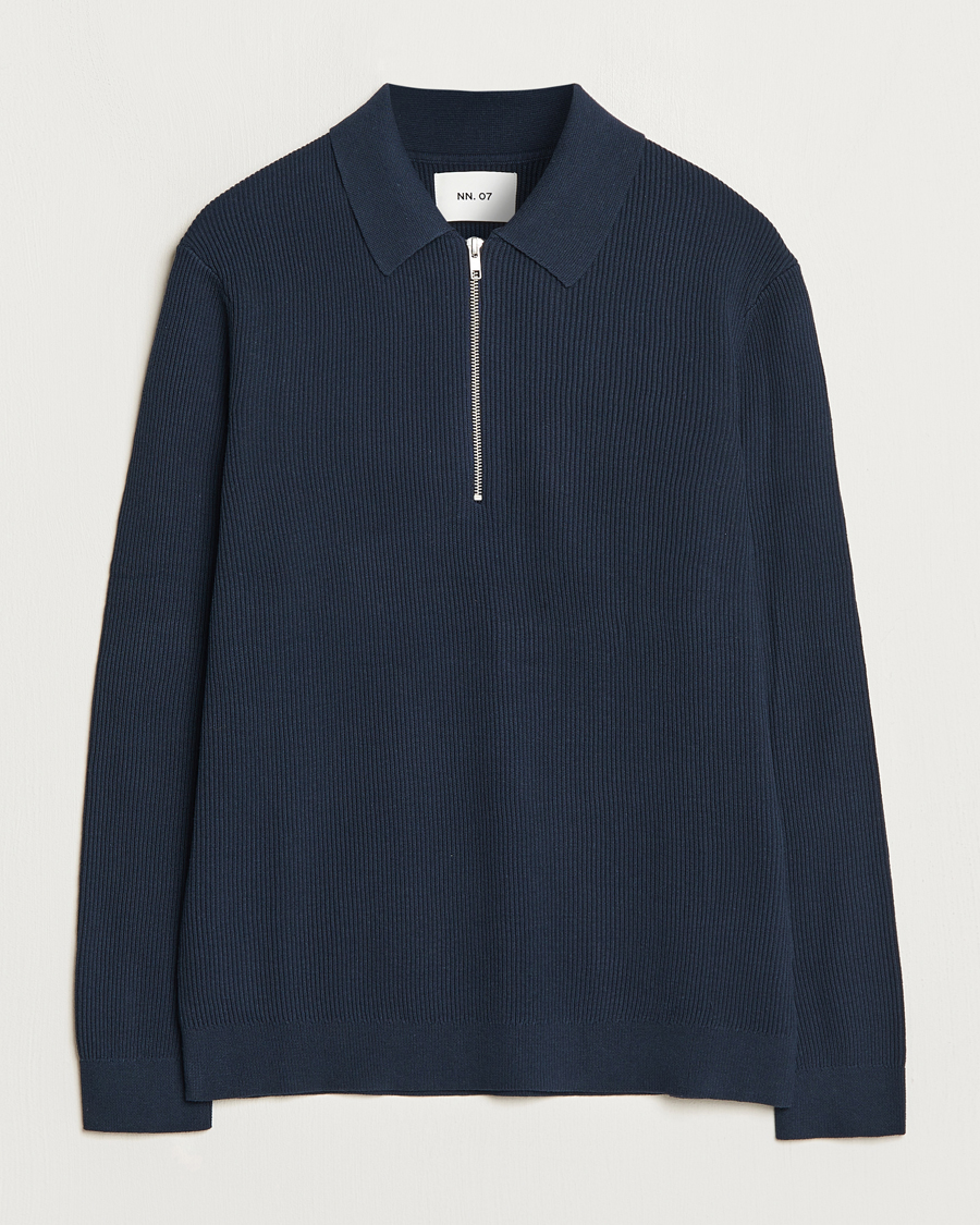 Men | Sweaters & Knitwear | NN07 | Hansie Knitted Half Zip Navy Blue