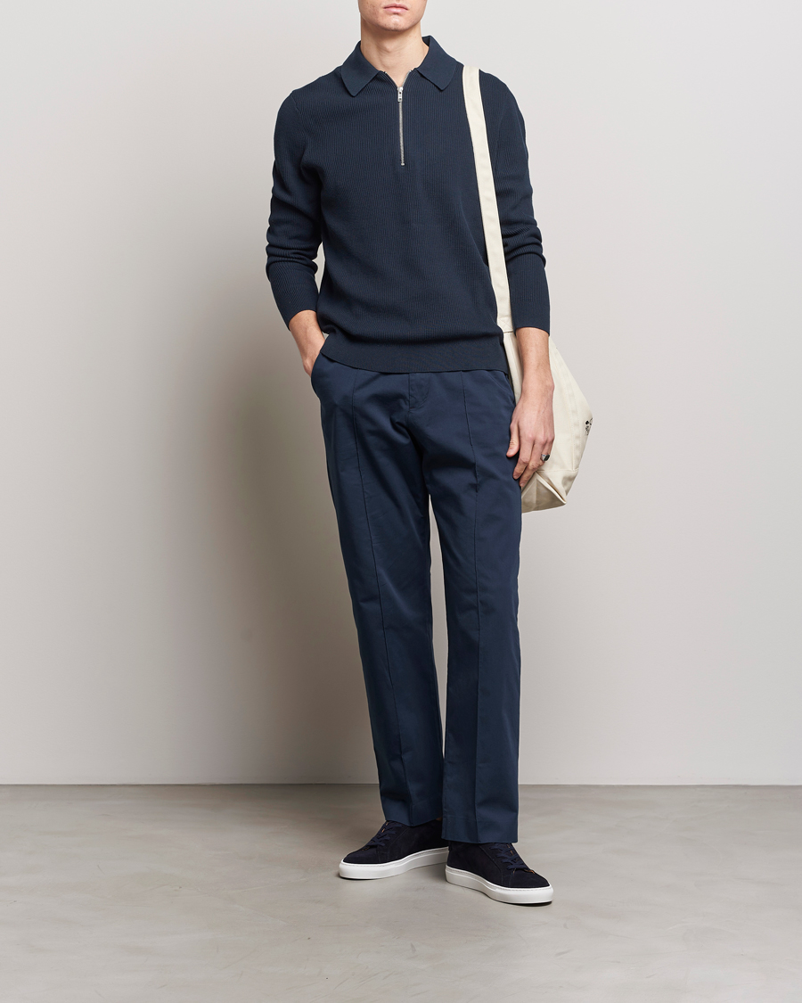 Men | Sweaters & Knitwear | NN07 | Hansie Knitted Half Zip Navy Blue
