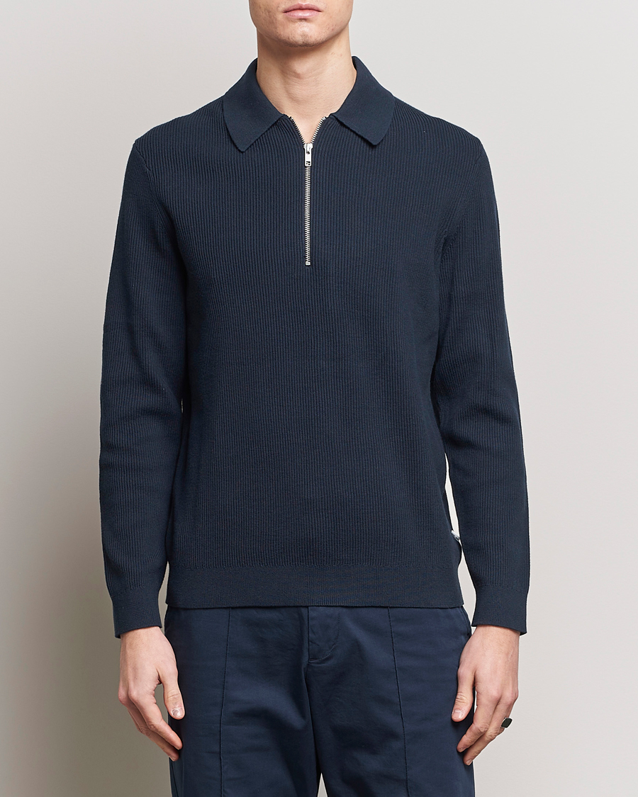 Men | Sweaters & Knitwear | NN07 | Hansie Knitted Half Zip Navy Blue