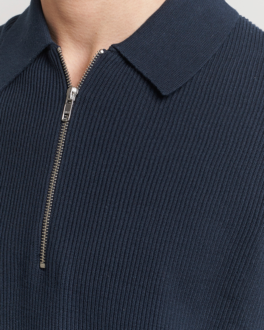 Men | Sweaters & Knitwear | NN07 | Hansie Knitted Half Zip Navy Blue