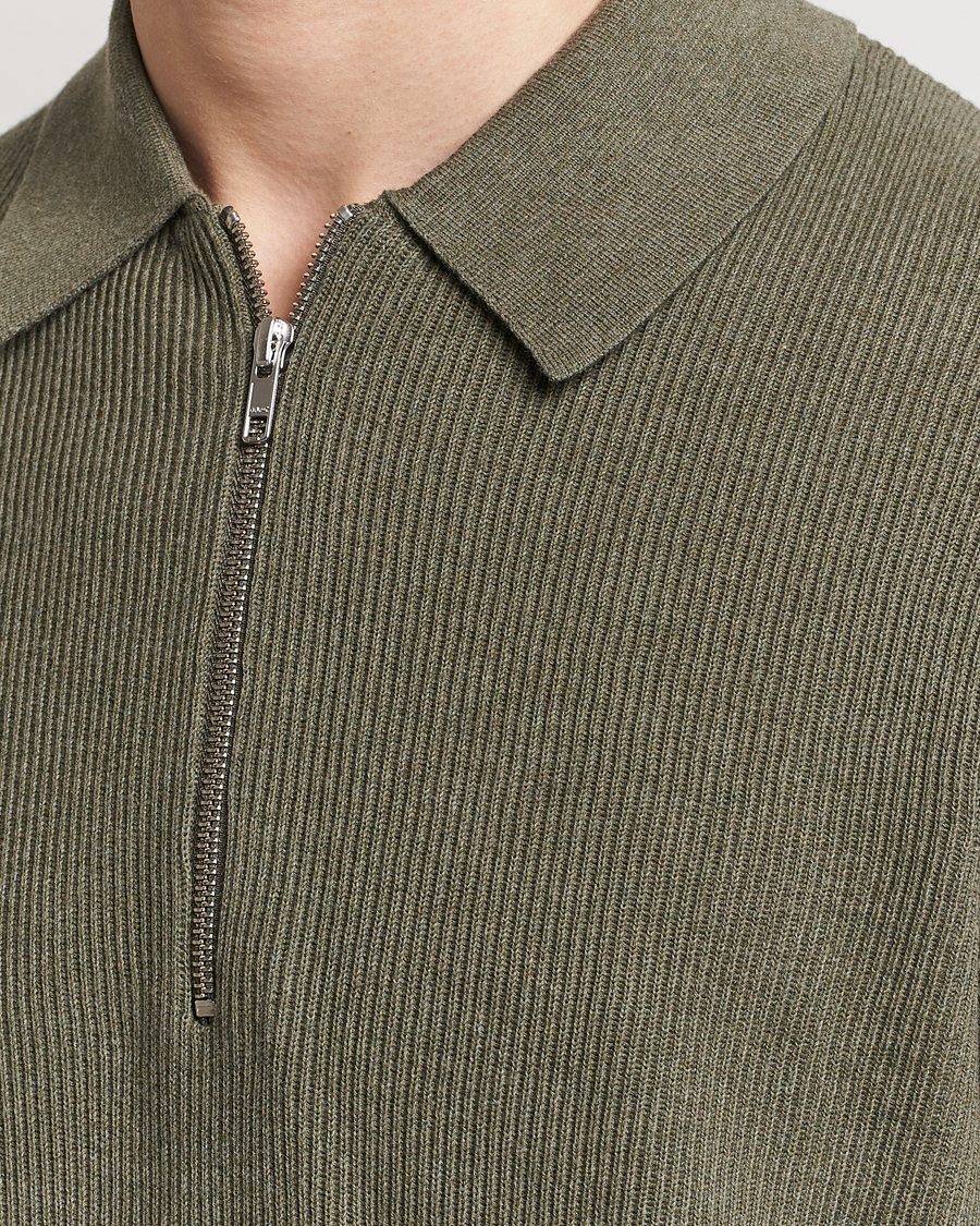 Men | Sweaters & Knitwear | NN07 | Hansie Knitted Half Zip Capers Green