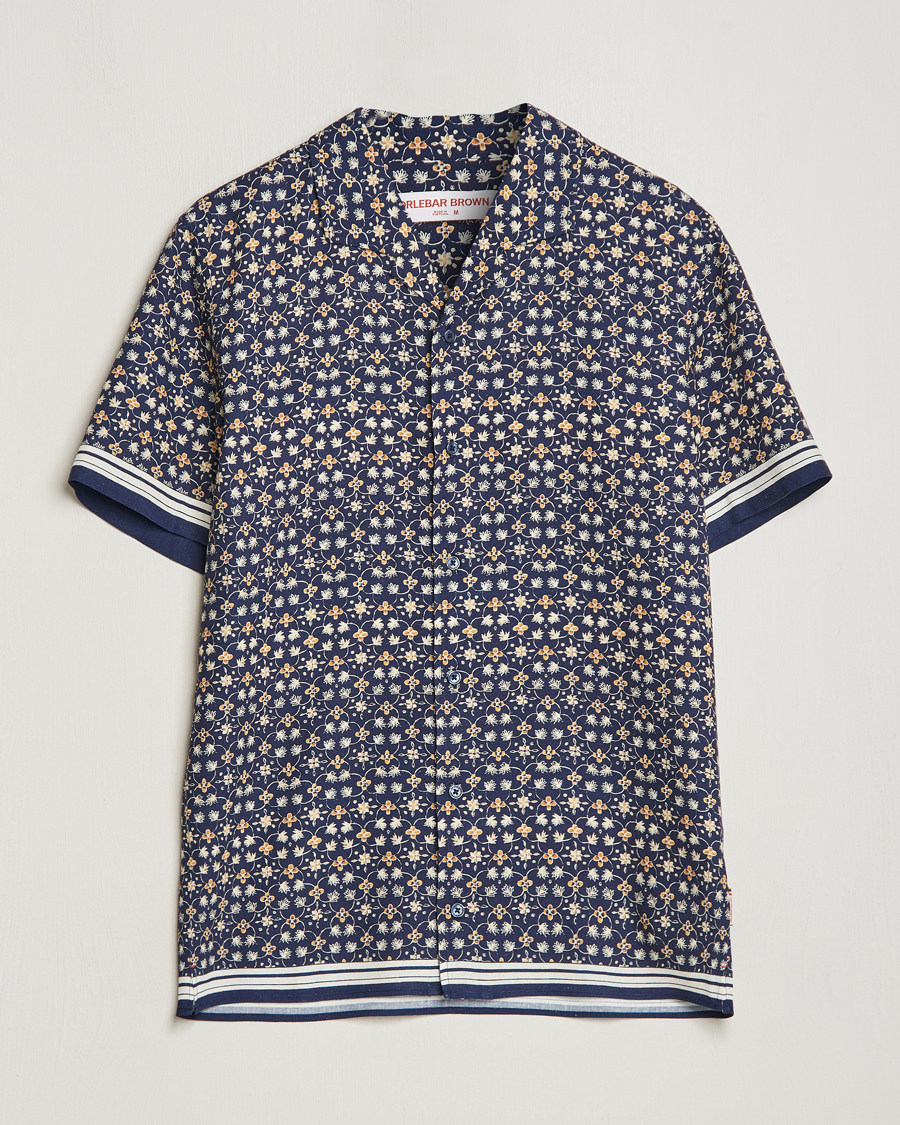 Men | Shirts | Orlebar Brown | Hibbert Fiore Short Sleeve Shirt Night Iris