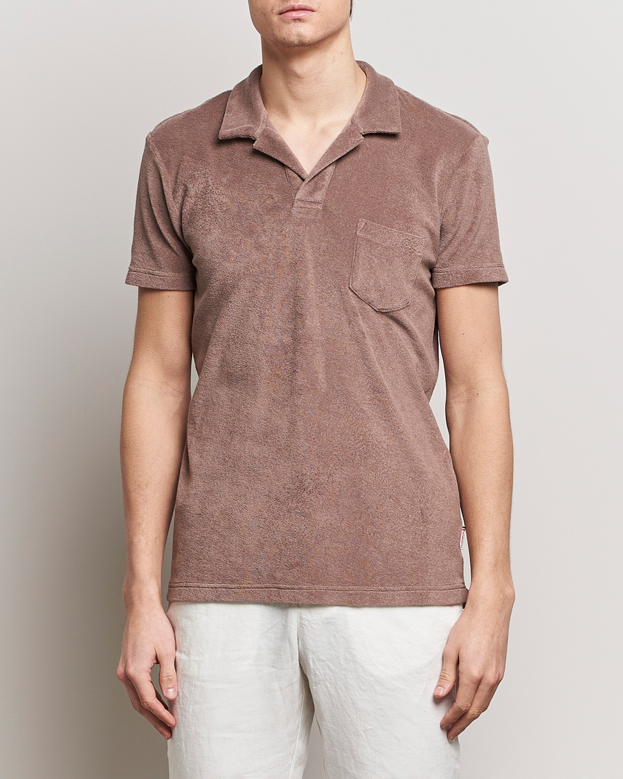 Men | Polo Shirts | Orlebar Brown | Terry Polo Plum Wine