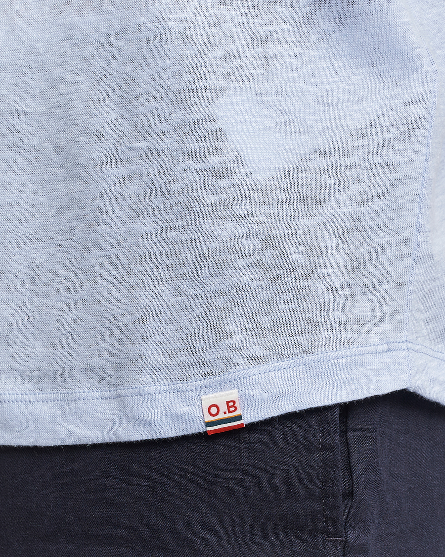 Men | T-Shirts | Orlebar Brown | OB Linen Crew Neck Tee Soft Blue