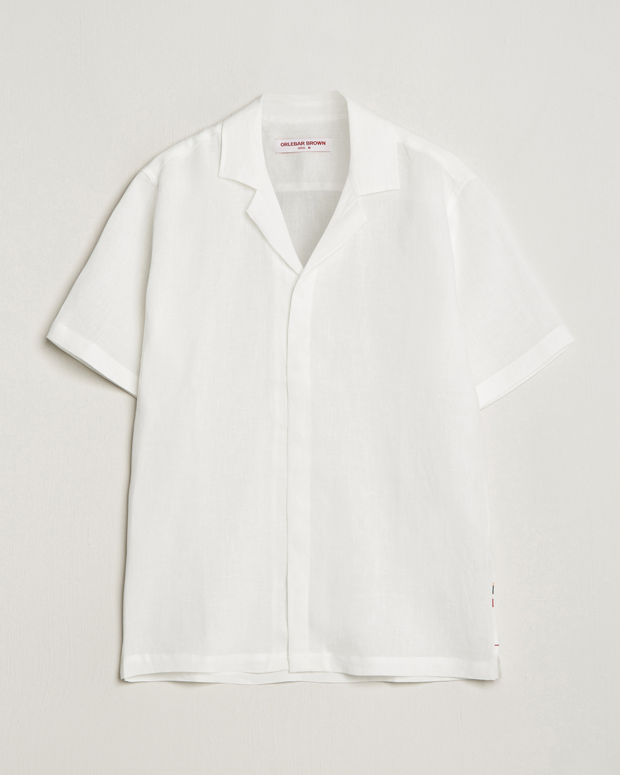 Men | Shirts | Orlebar Brown | Maitan Short Sleeve Linen Shirt White