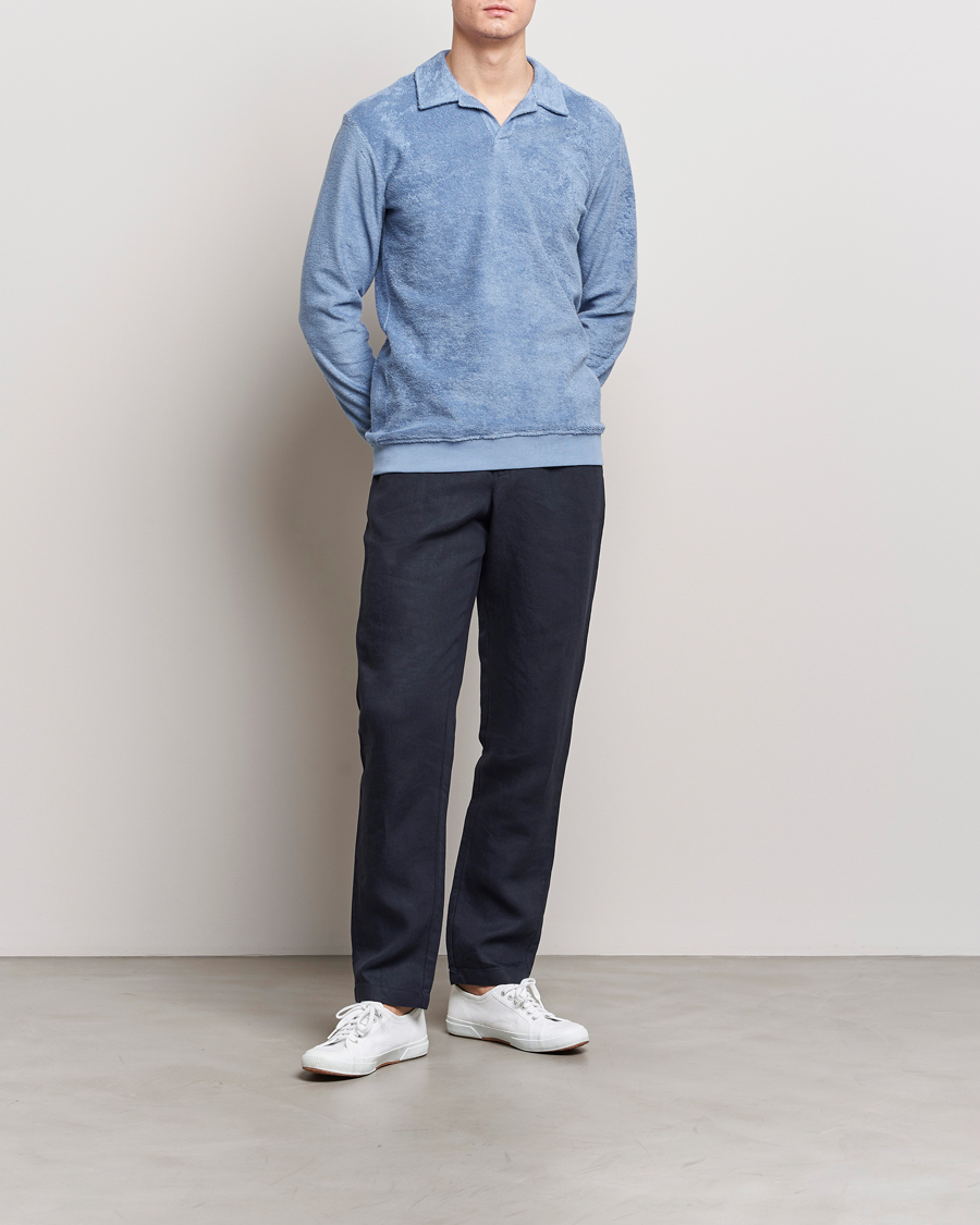 Men | Sweaters & Knitwear | Orlebar Brown | Santino Organic Cotton Terry Polo Springfield Blue