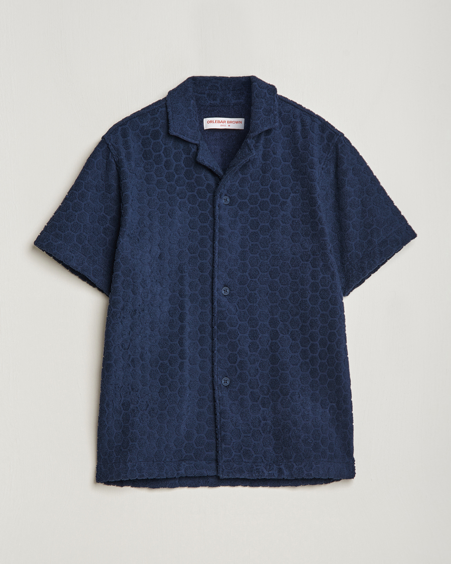 Men | Shirts | Orlebar Brown | Howell Atom Towelling Short Sleeve Shirt Night Iris