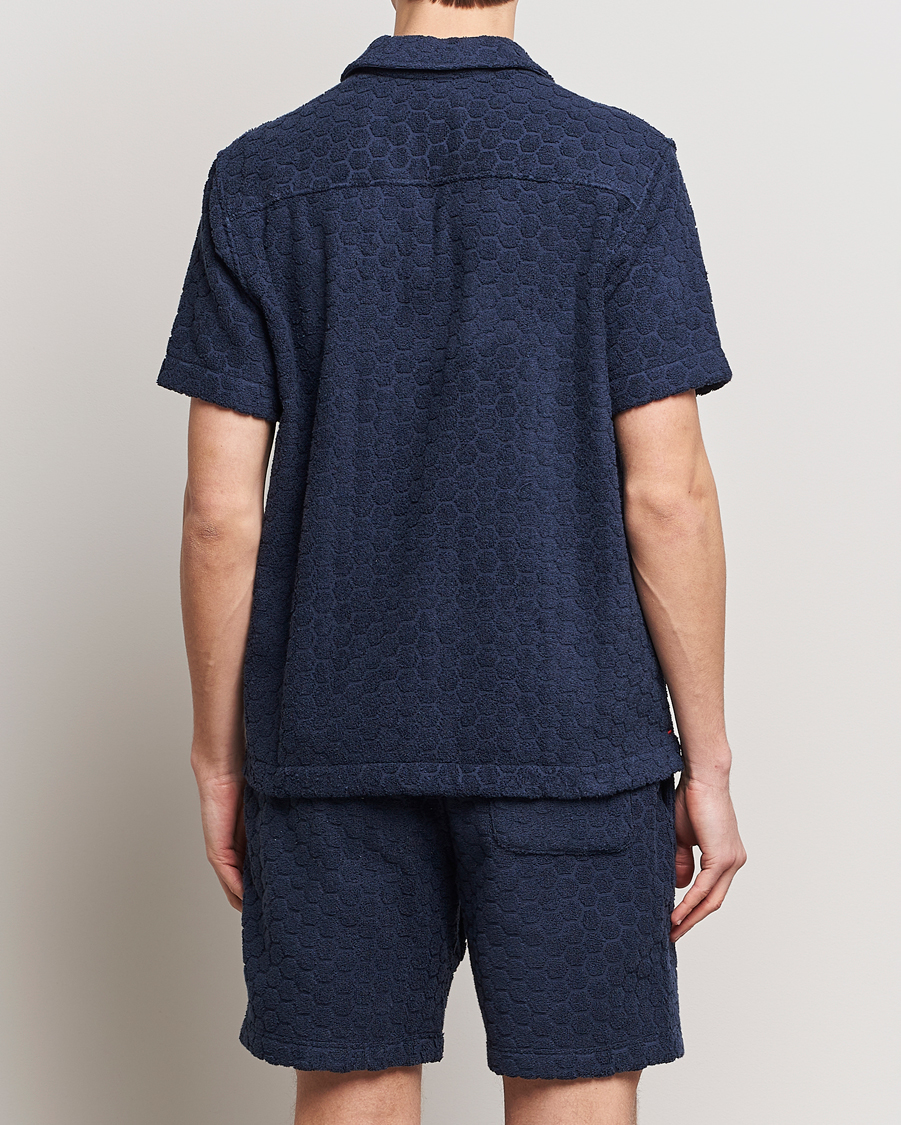 Men | Shirts | Orlebar Brown | Howell Atom Towelling Short Sleeve Shirt Night Iris