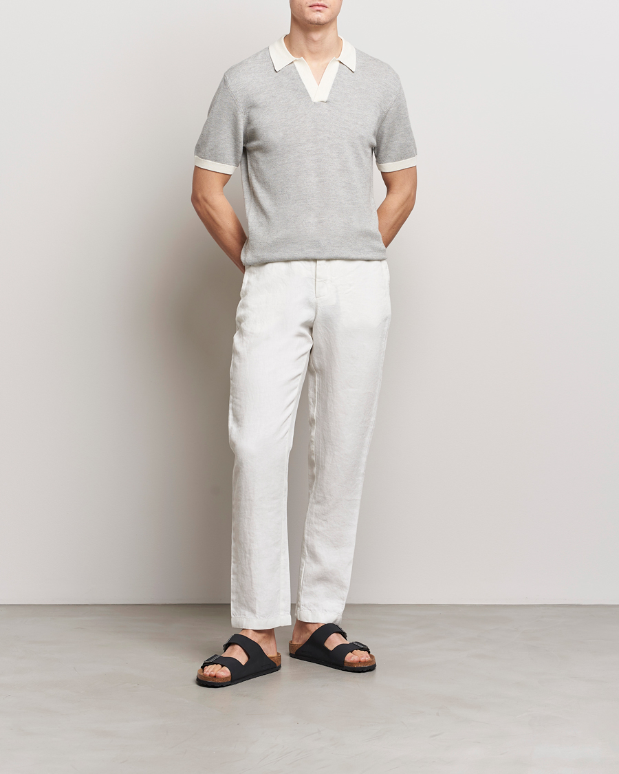 Men | Polo Shirts | Orlebar Brown | Horton Contrast Knitted Polo White/Grey
