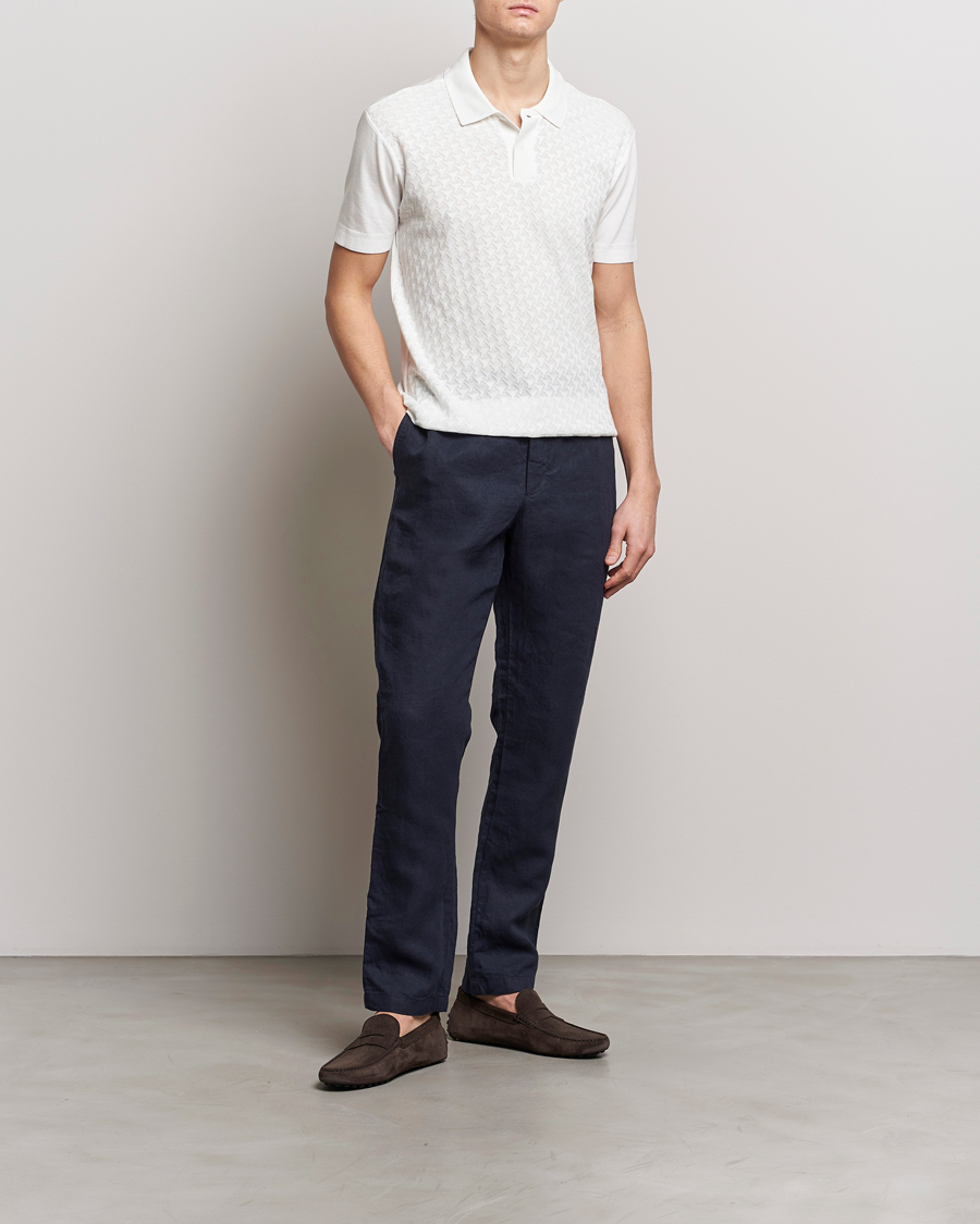 Men | Polo Shirts | Orlebar Brown | Jarrett Jaquard Knitted Ribb Polo White