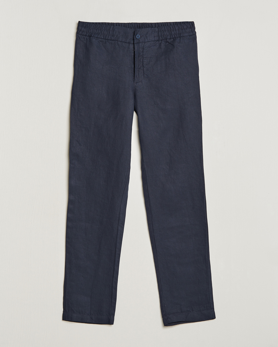 Men | Trousers | Orlebar Brown | Cornell Linen Trousers Night Iris
