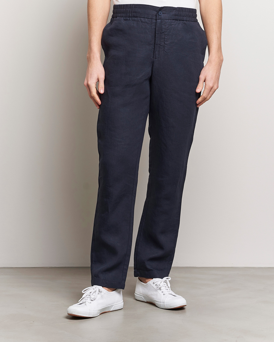 Men | Trousers | Orlebar Brown | Cornell Linen Trousers Night Iris