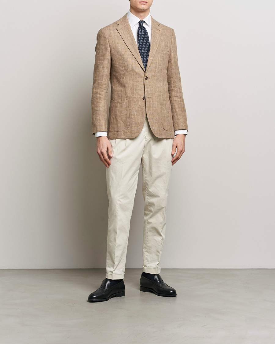 Men | Blazers | Morris Heritage | Mike Cotton/Linen Structure Blazer Light Brown