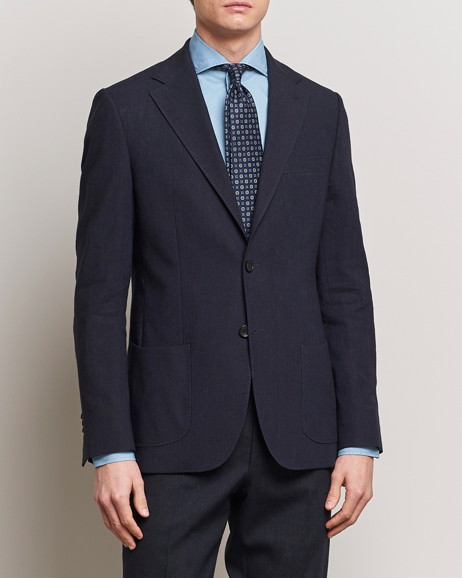 Men | Blazers | Morris Heritage | Summer Linen Blazer Navy