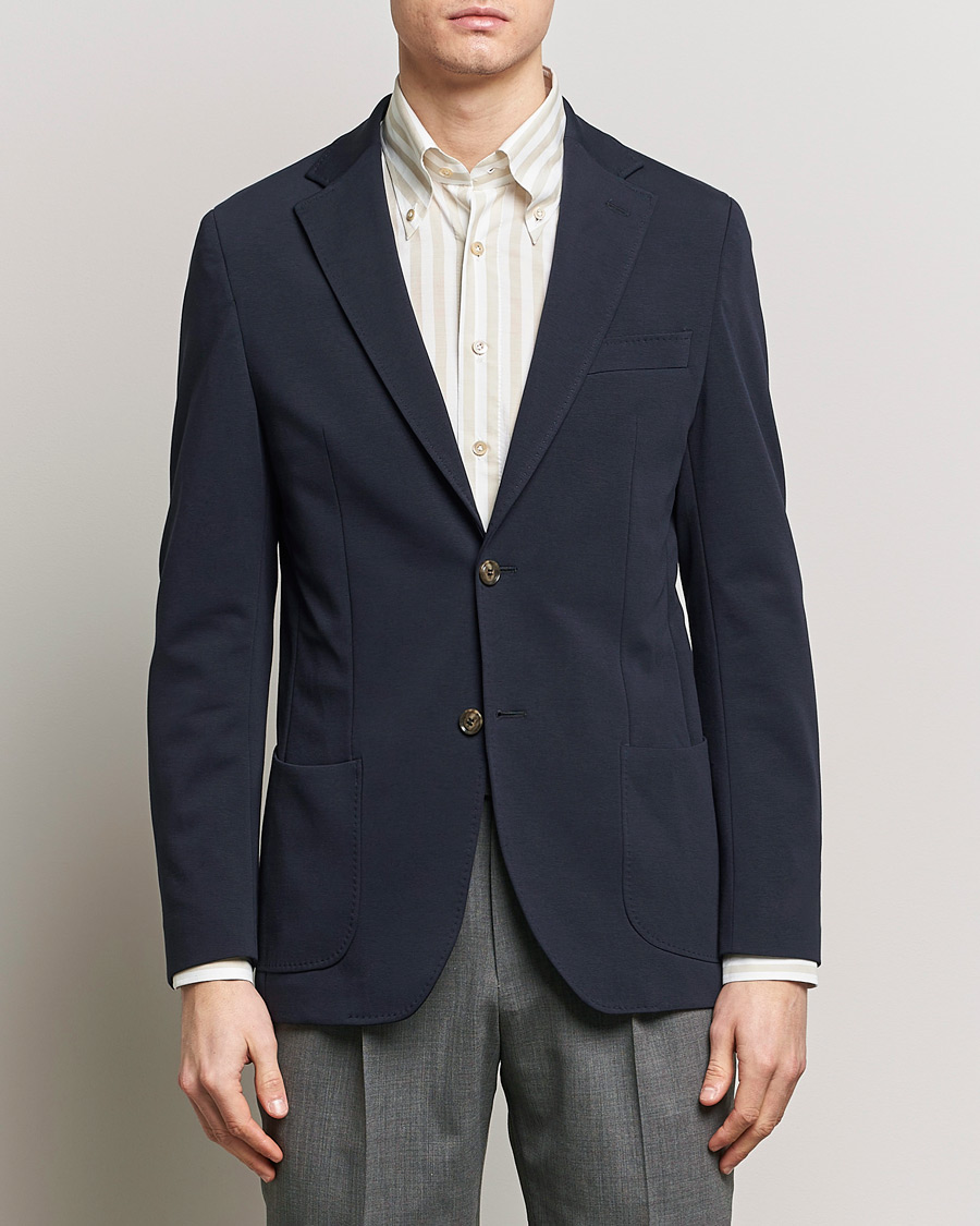 Men | Blazers | Morris Heritage | Mike Soft Cotton Jersey Blazer Navy