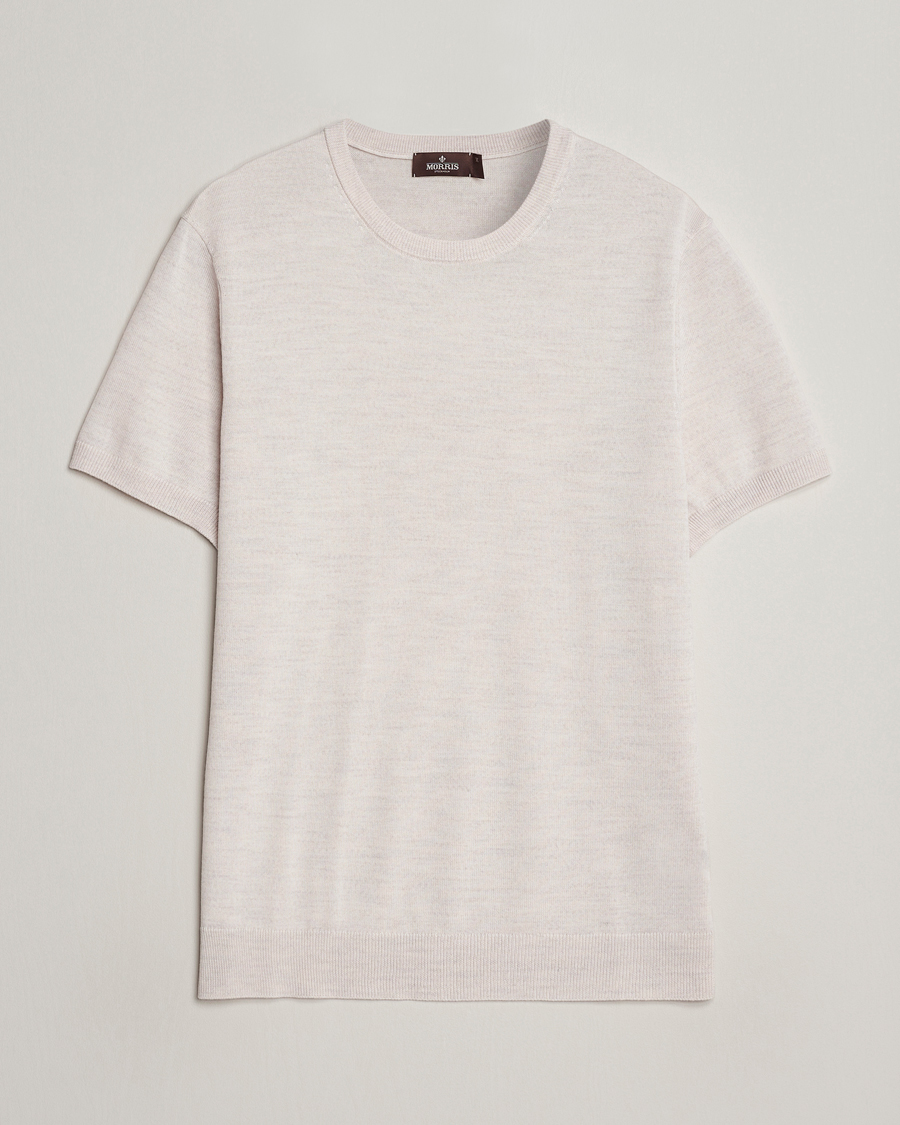 Men | T-Shirts | Morris Heritage | Kingsley Knitted Merino T-Shirt Off White