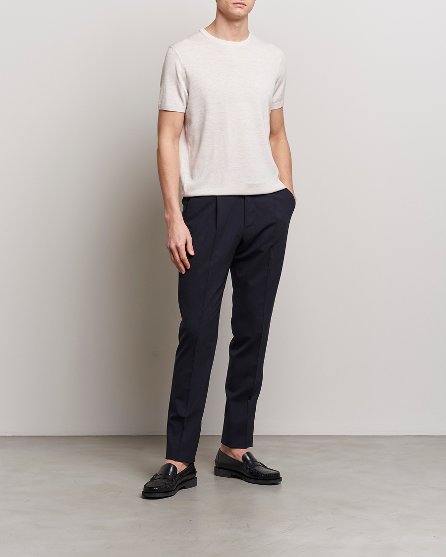 Men | T-Shirts | Morris Heritage | Kingsley Knitted Merino T-Shirt Off White