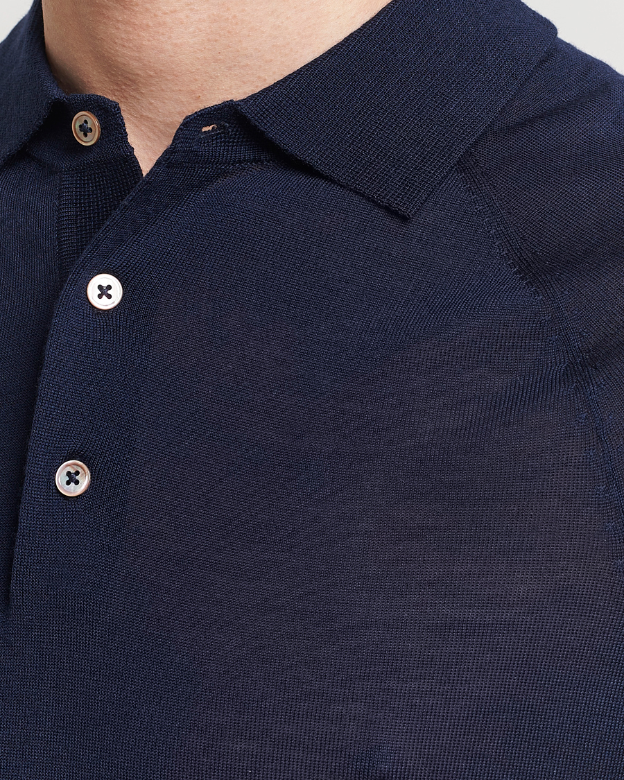Men | Polo Shirts | Morris Heritage | Fleming Short Sleeve Merino Polo Navy
