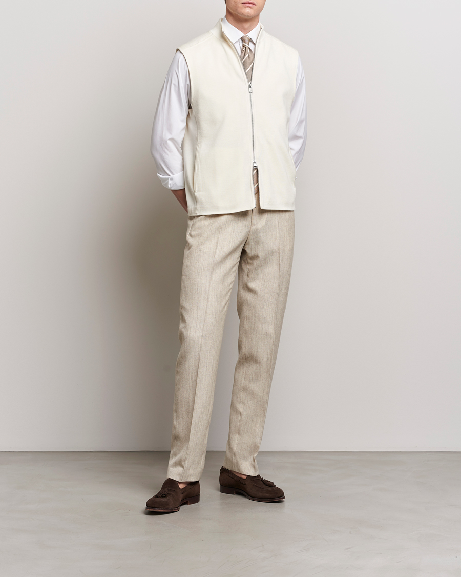 Men | Sweaters & Knitwear | Morris Heritage | Kayden Merino Full Zip Vest White