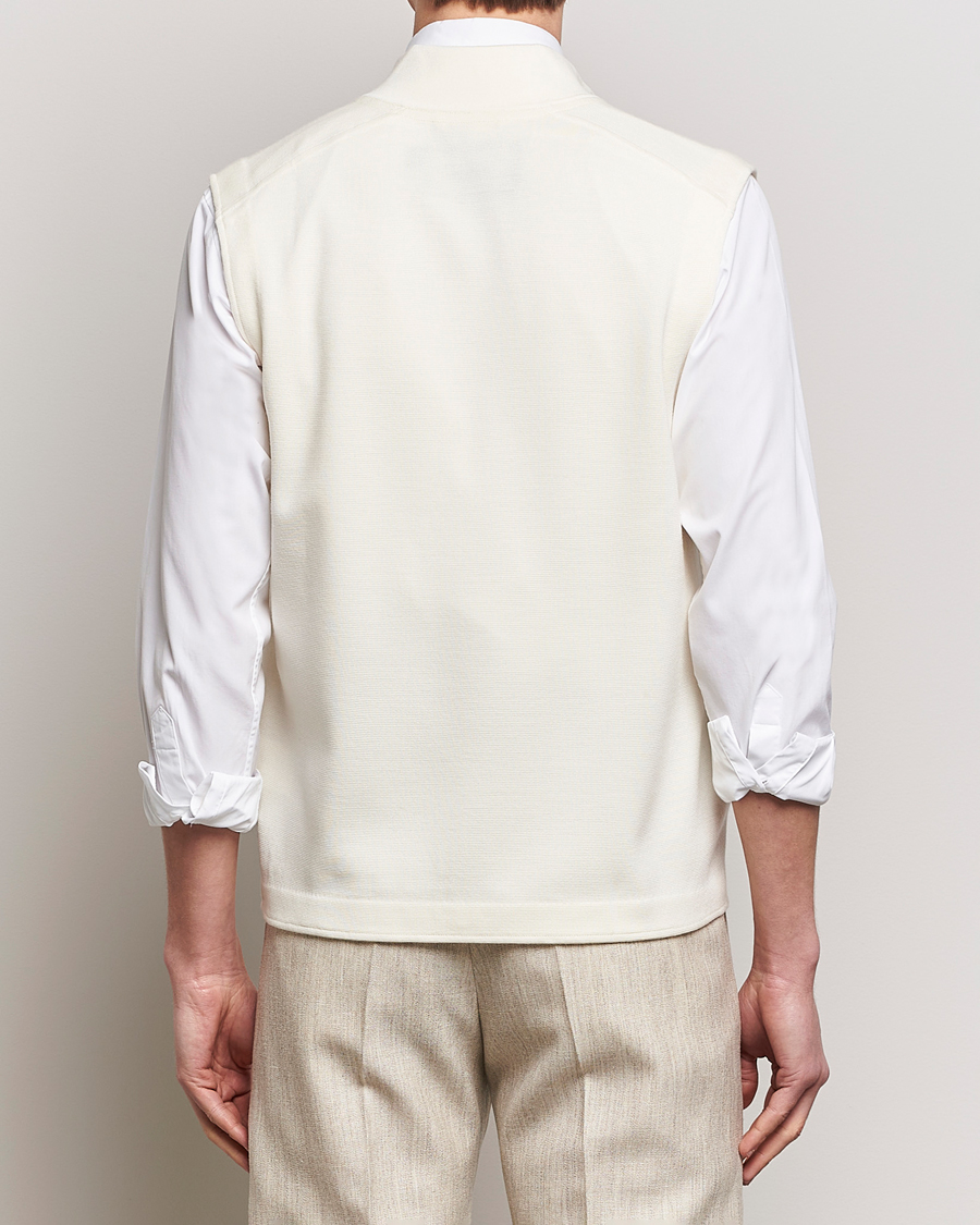 Men | Sweaters & Knitwear | Morris Heritage | Kayden Merino Full Zip Vest White