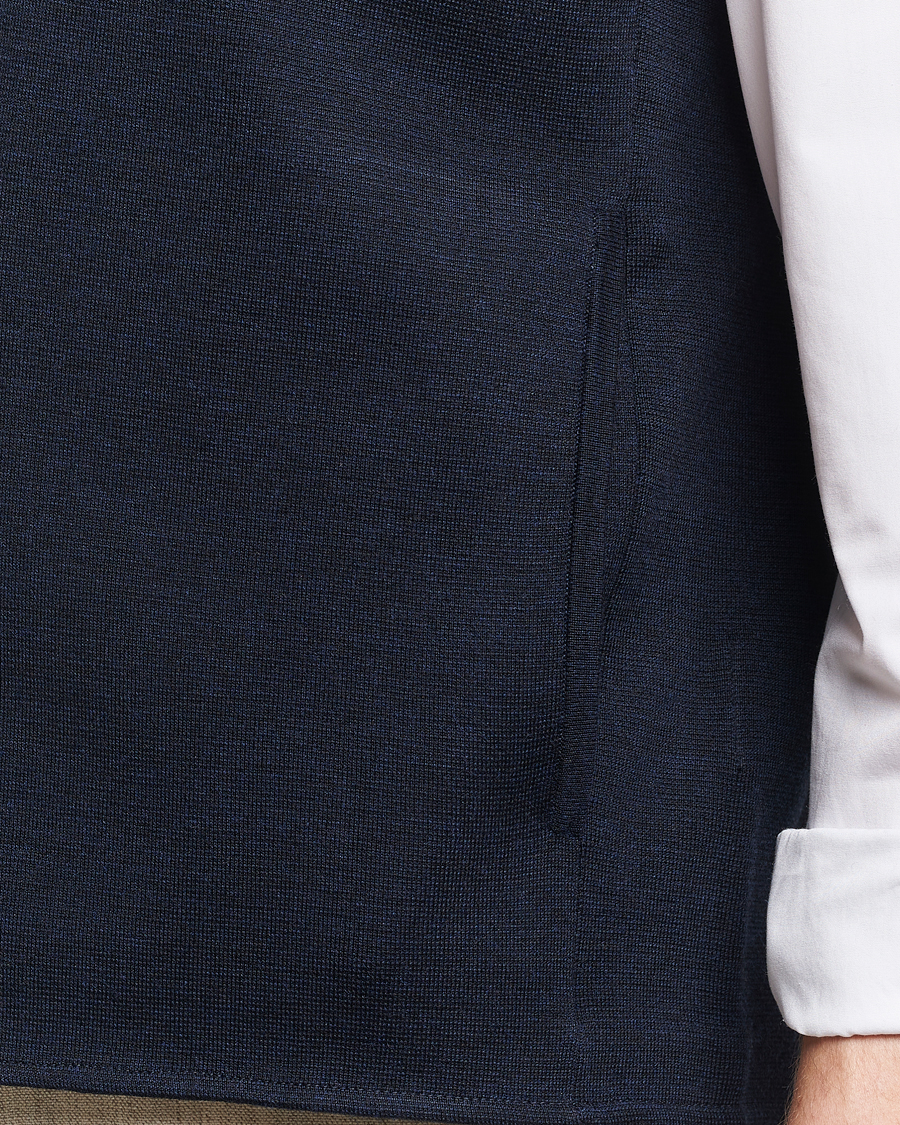 Men | Sweaters & Knitwear | Morris Heritage | Kayden Merino Full Zip Vest Navy